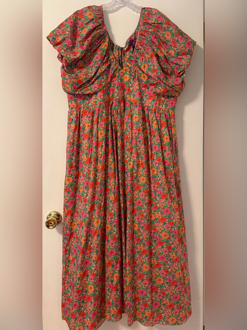 J.Crew Liberty London Bow Puff Sleeve Floral Maxi Dress Pink Meadow Song Plus 24 - Picture 3 of 11